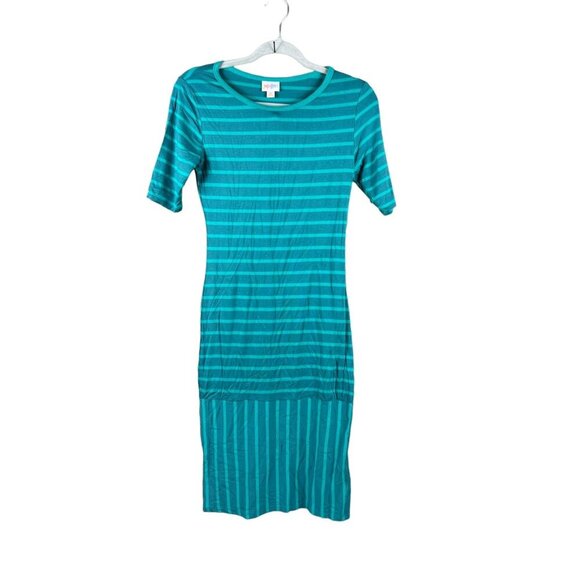 Lularoe Women's Turquoise Striped Dress - Picture 1 of 6